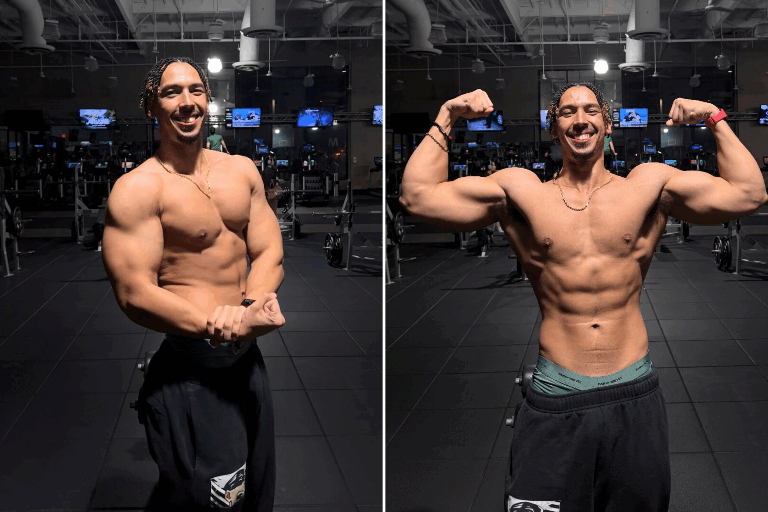 Kendell Graham flexing in the gym