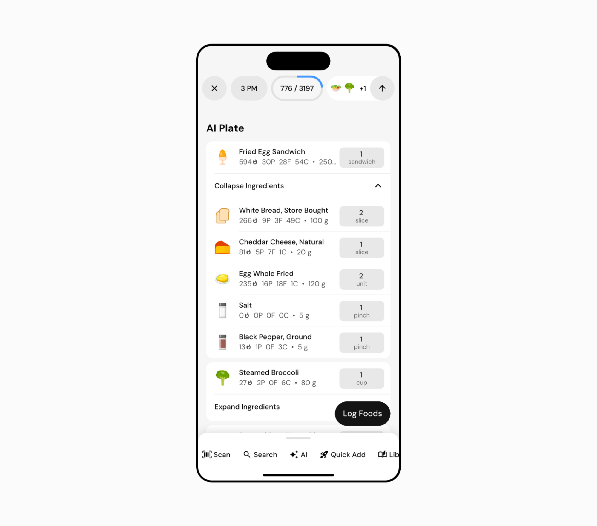 MacroFactor AI creates smart recipes for items on your plate