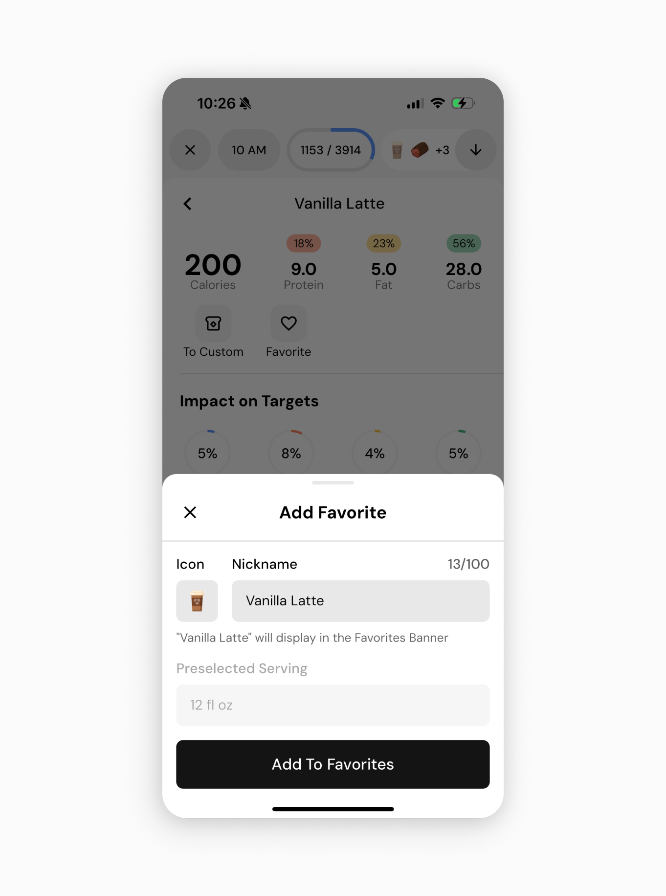 multiple presets in favorite foods feature in macrofactor